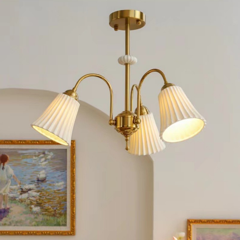 法式复古美式现代简约中古陶瓷全铜客厅餐厅设计温馨灯具卧室吊灯