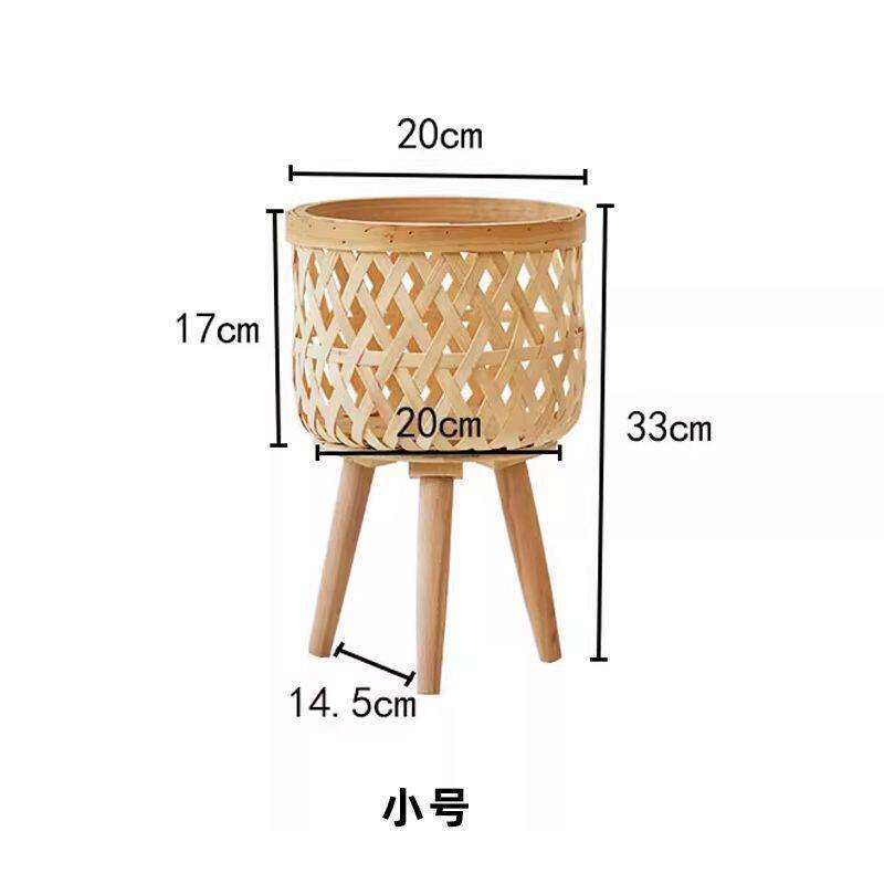 客厅简约落地式可阳台花盆架移动竹藤编花篮绿植置物架手工编织篮