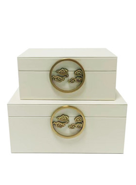 新品古典创意pu皮黑色石头纹样板房首饰收纳盒家具城陈列柜装饰品