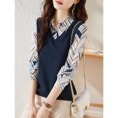 假两件女设计感小众2024年秋季 新款 洋气长袖 熙世 衬衫 领