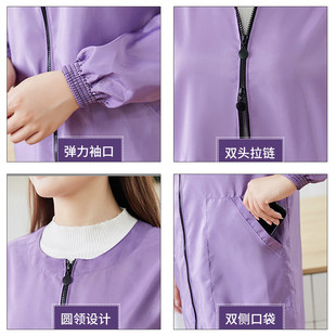 防水防油大人女长袖 新款 工作 罩衣时尚 53n加长围裙家用厨房中长款