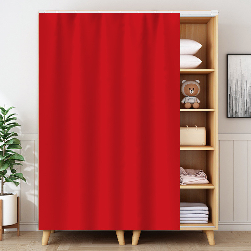 jz05门帘纯色柜子遮挡帘衣柜滑轨式防尘批发魔术贴免打孔布帘货架