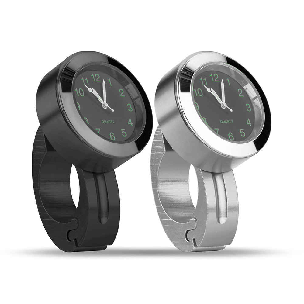 自行车摩托车22-25.4mm车把通用时尚车载时钟时间表夜光 管夹安装