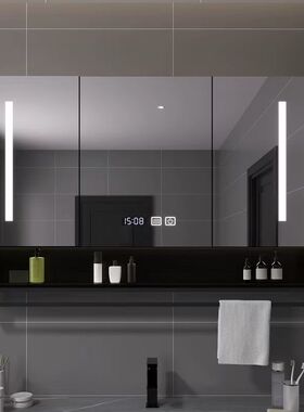 热销eqp实木智能浴室镜镜柜浴室镜卫生间镜柜一体梳妆镜置物架挂