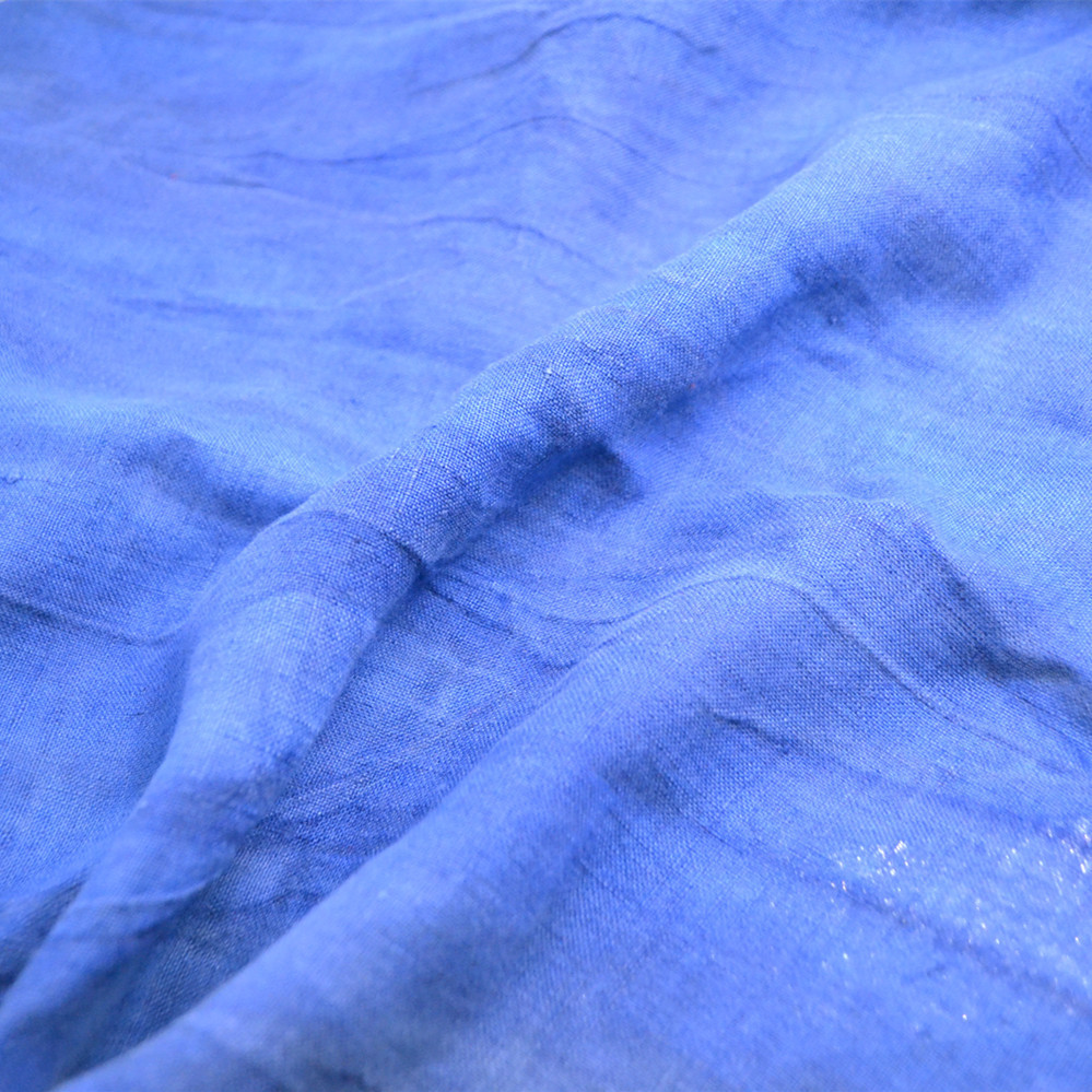 2020年新款纯亚麻砂洗砂旧亚麻做洗面料靛蓝女装面料现货供应