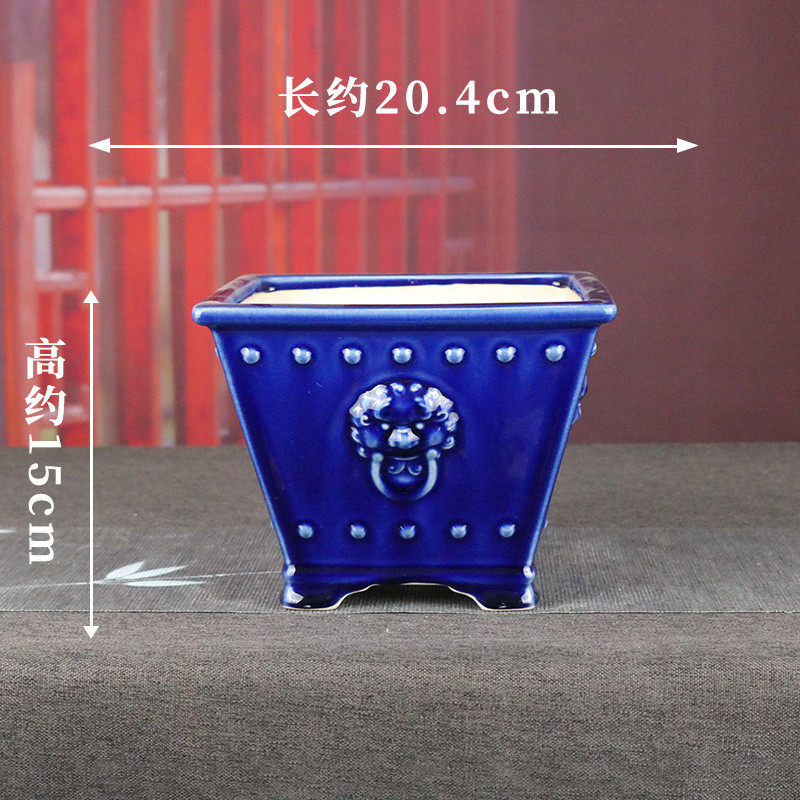 yzfd19盆景花盆张治诚中号四方兽头复古钉彩绘浮雕鼓桌面装饰,鲜花速递/花卉仿真/绿植园艺,绿植,淘宝优惠券,粉丝福利购,淘宝优惠卷