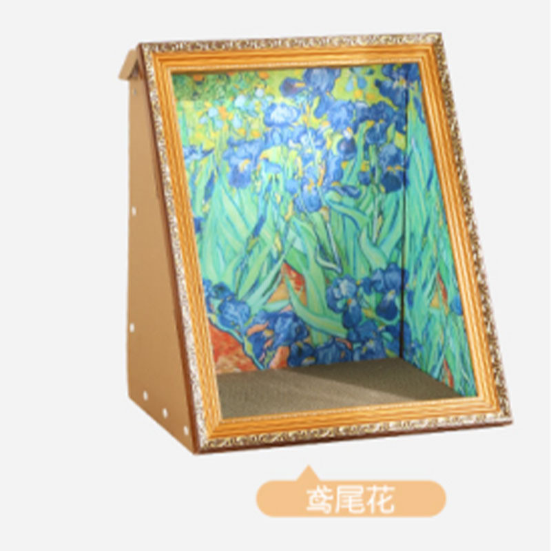 现货直发猫油画猫窝猫抓板一体相框猫窝diy创意节日氛围圣诞房子