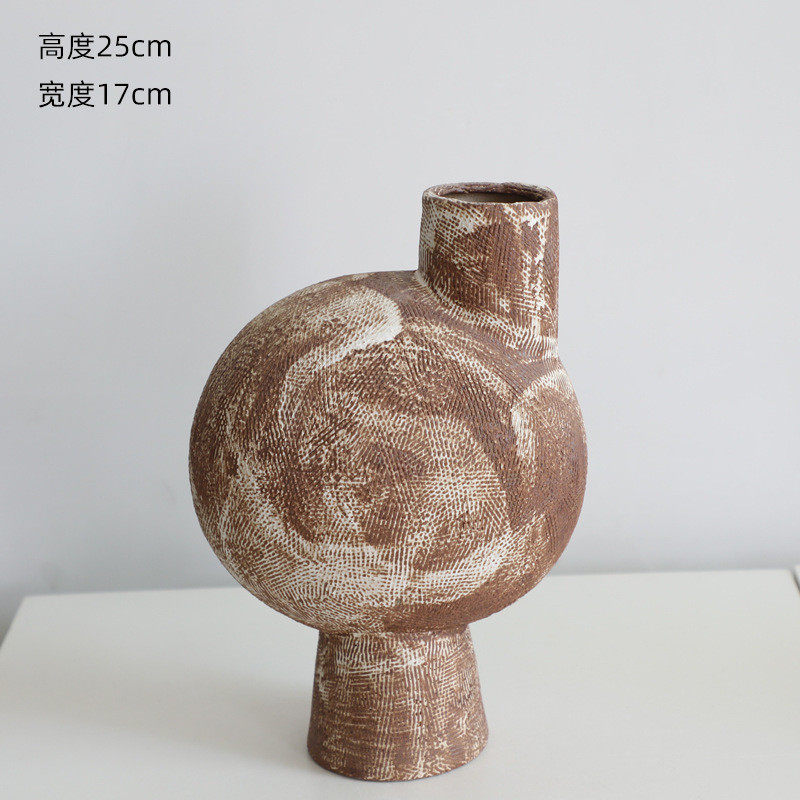 侘寂风手工陶艺抽象集合花器现代简约艺术花瓶摆件批发样板房民宿