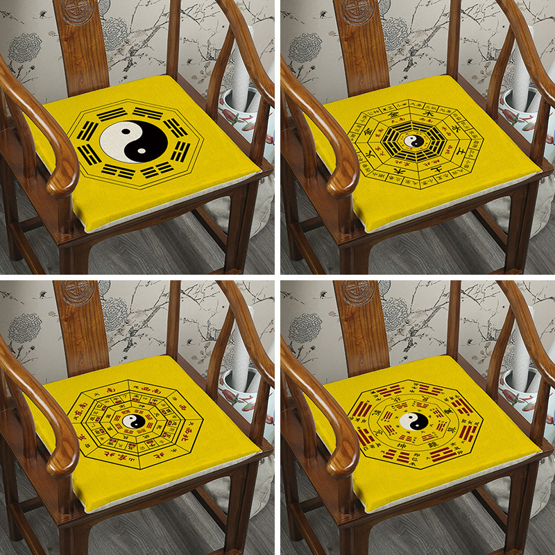 中式八卦图禅意坐垫红木沙发椅垫餐椅垫官帽高密度海绵椅垫可拆洗