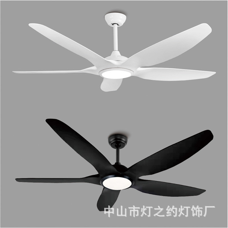静音吊扇灯现代简约餐厅家用客厅卧室一体吊灯大风力工业电风扇灯