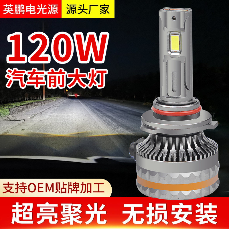 汽车led车灯大功率h11h4改装前照大灯三铜管车头灯汽车前大灯