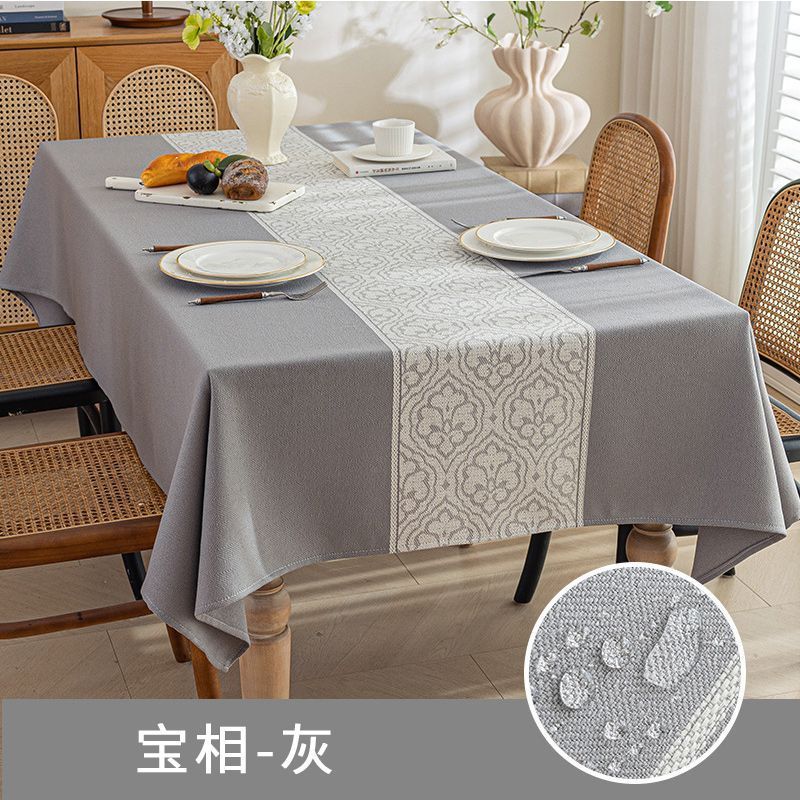 加厚桌布防水防油免洗餐桌布轻奢高级感北欧风棉麻长方形茶几台布