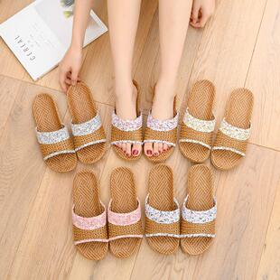 碧兰蒂19新款草席藤草编织凉拖鞋麻拖夏季居家男女EVA防滑地板拖