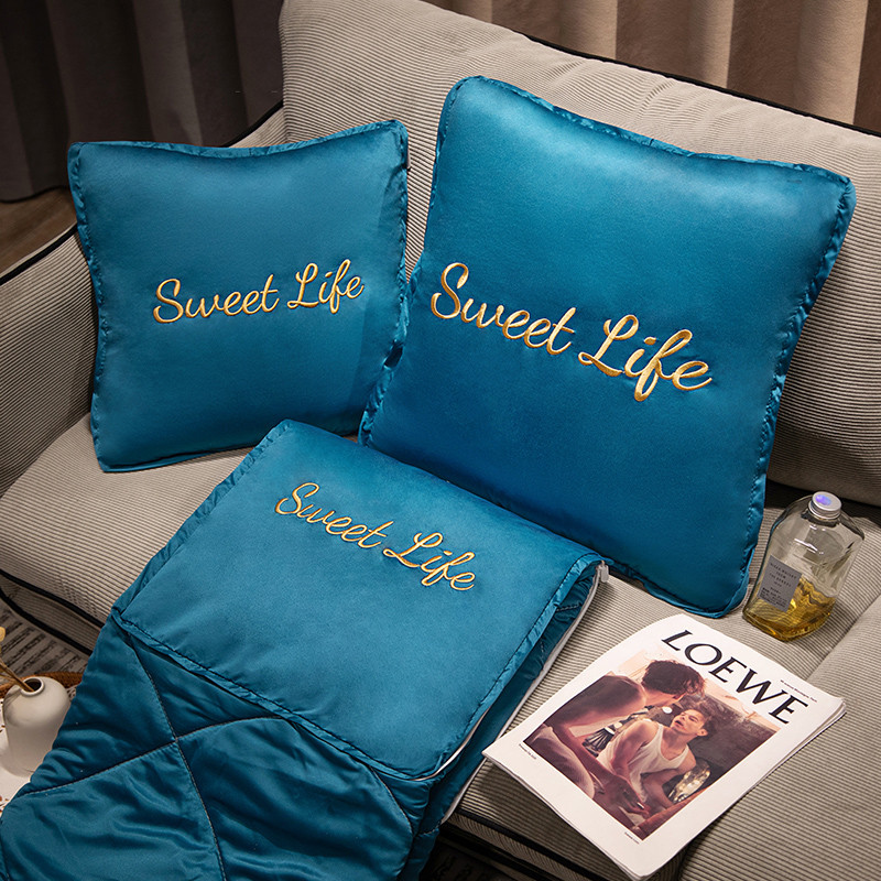 56n夏季冰丝抱枕被子两用枕头被空调二车载内靠枕办公室折叠毯汽