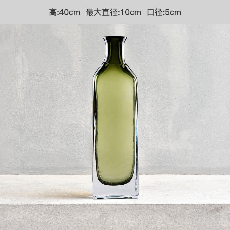 拐角美式彩色透明花瓶水培玻璃插花器客厅桌面干花摆件田园创意