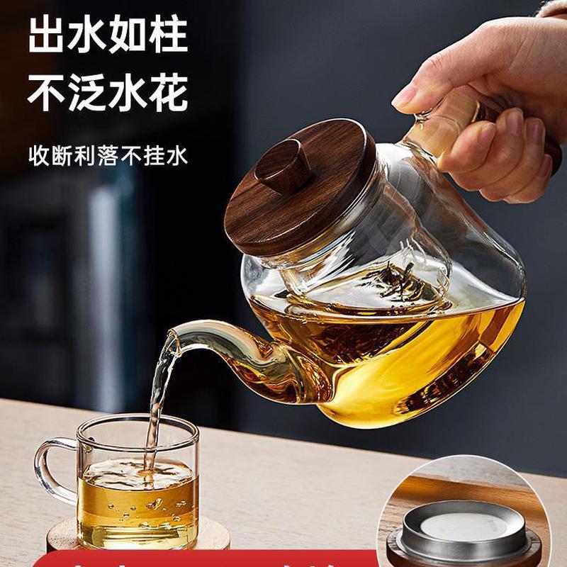 玻璃煮茶壶单壶加厚家用过滤泡茶壶耐高温烧水壶电陶炉新款手绘