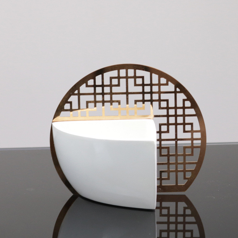 新中式创意景观摆件博古架客厅玄关办公室桌面轻奢摆设铁艺装饰品