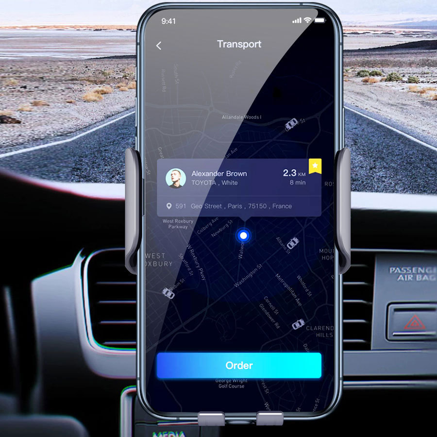 热销15W手机无线充自动感应车载支架出风口支架车载无线充电器