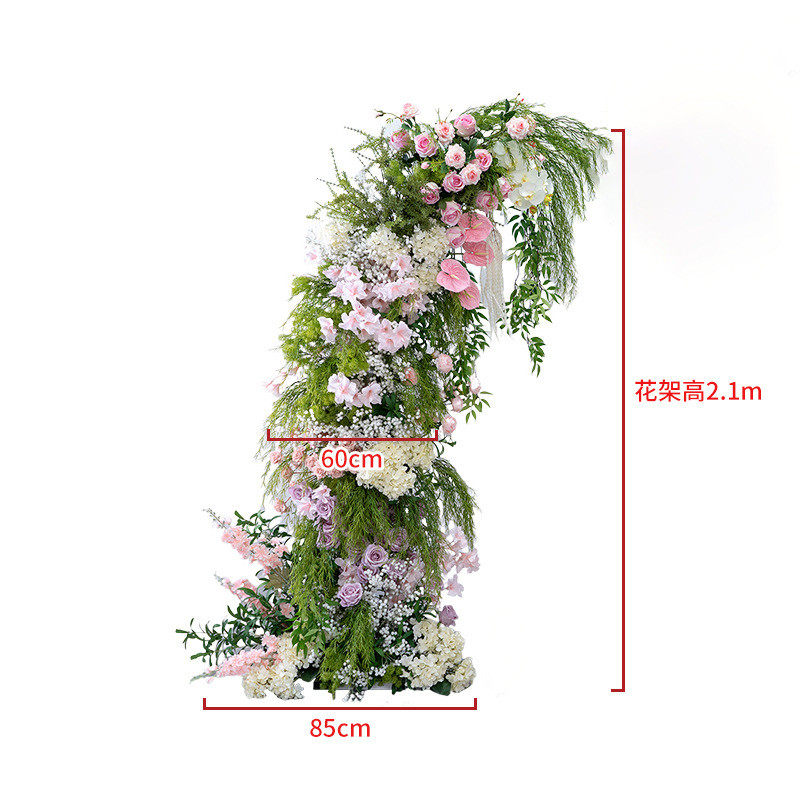 花艺田园风格牛角拱门欧式仿真花假花摄影背景婚礼成品布置花艺