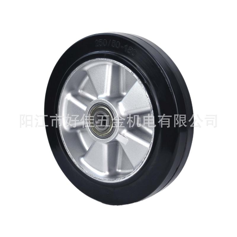 源头工厂直供10X2重型双轴承高弹力铝芯橡胶脚轮