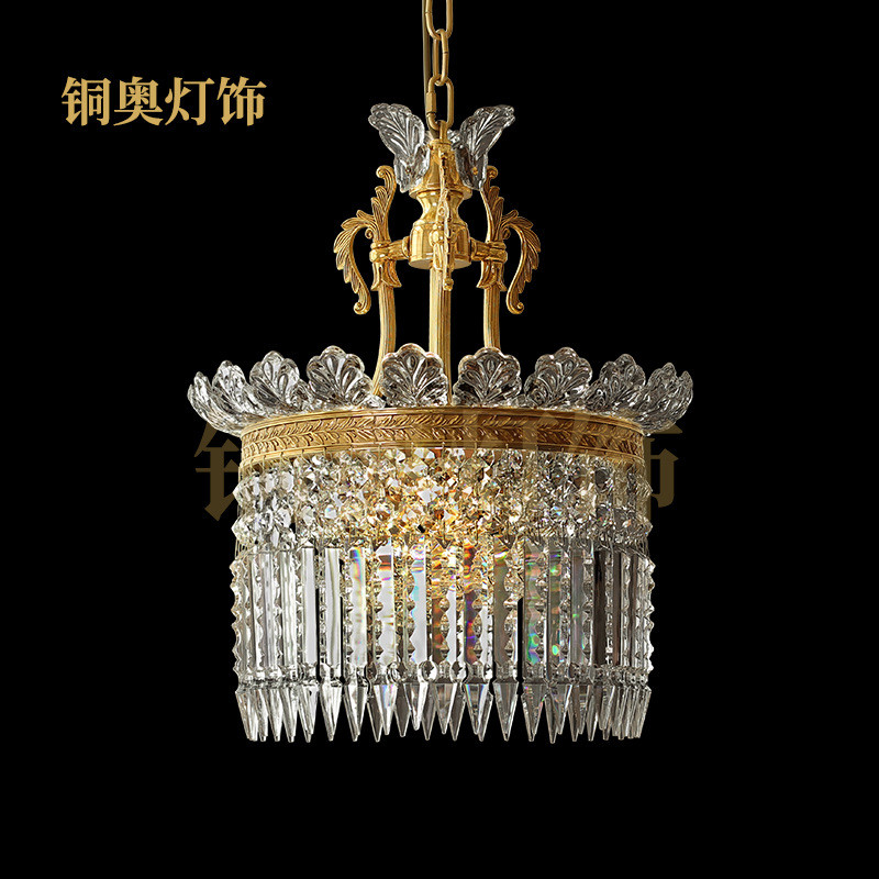 铜奥 欧式全铜水晶吊灯 法式别墅奢华餐厅玄关走廊卧室书房过道衣