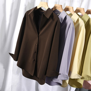 免烫防皱衬衫女2024年春秋款宽松高级感衬衣休闲百搭bf风