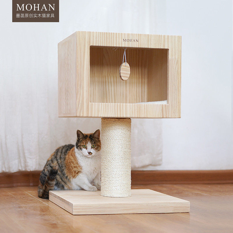 实木木质爬猫架小型占地小猫架子剑麻柱猫窝猫树一体小型猫咪用品