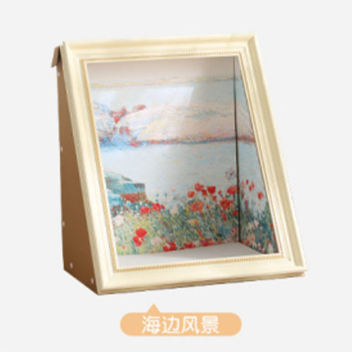 现货直发圣诞油画猫窝一体猫抓板相框猫窝diy创意节日氛围猫房子
