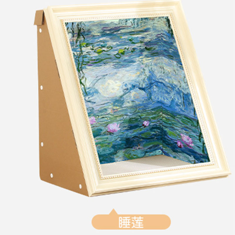 现货直发圣诞油画猫窝房子一体相框猫窝diy创意节日氛围猫猫抓板