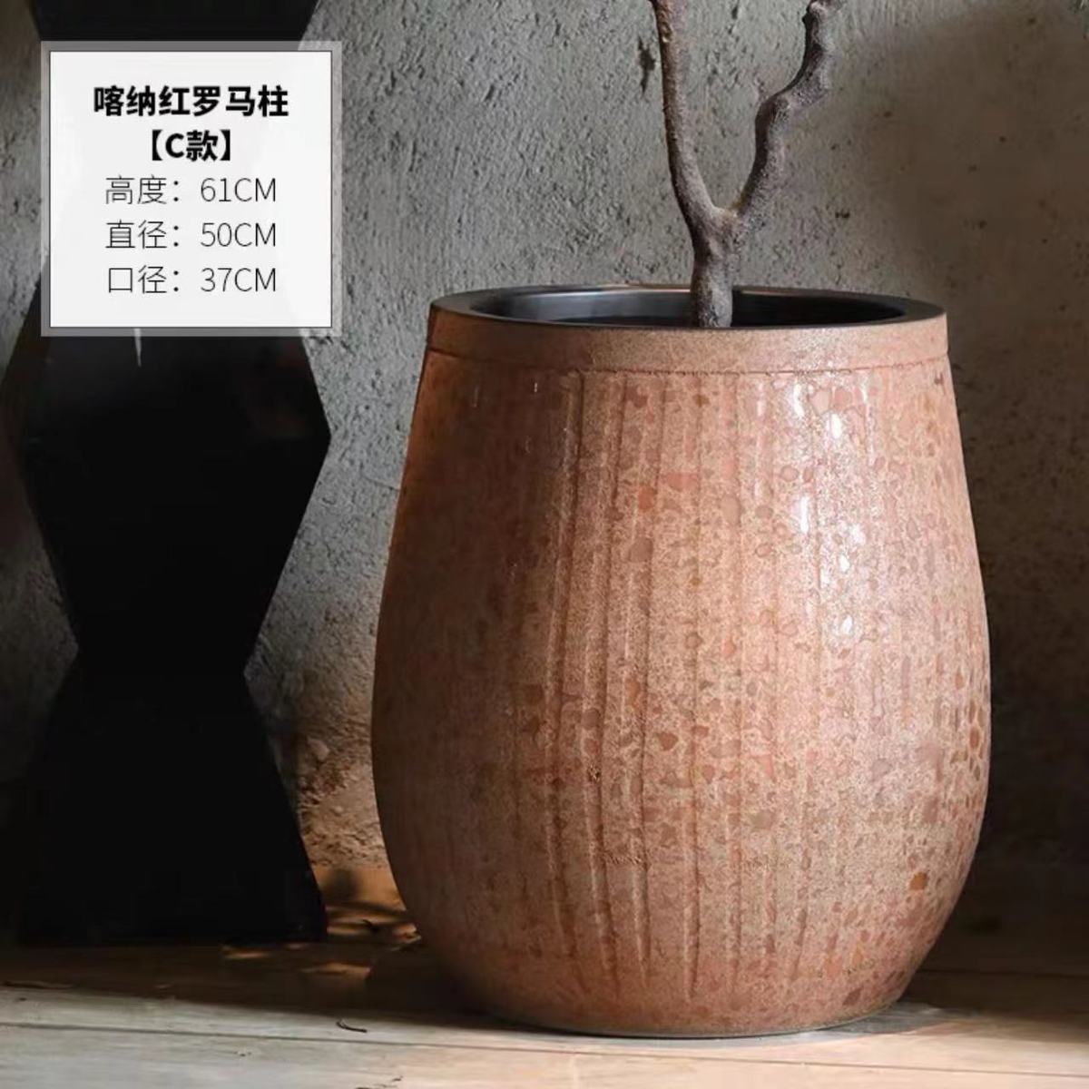 景德镇粗陶大口径粗陶花盆盆花创意绿植新款坛多肉盆种植庭院摆设