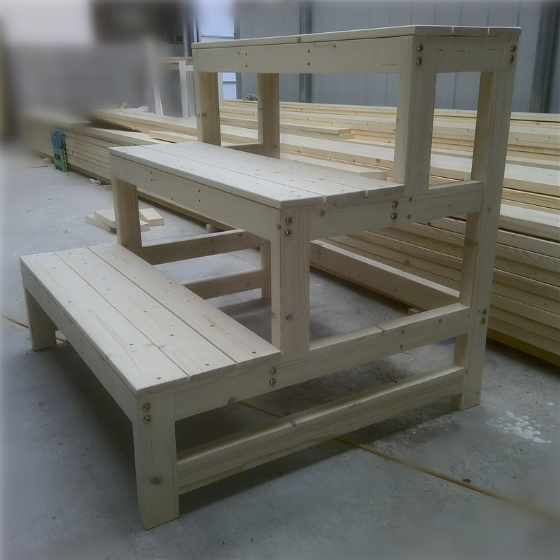 牧州 实木台阶凳2层3层阶梯仿古中式碳化户内外阳台木质架