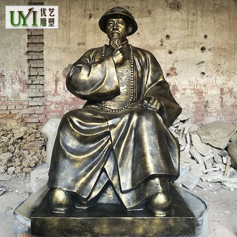 热销玻璃钢仿铜人物雕塑雕塑英雄人物林则徐树脂钦差大臣林则徐古
