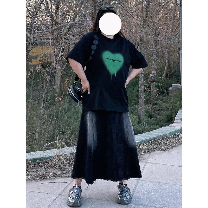 300斤大码黑色牛仔女夏季新款百搭胖mm显瘦中,女装/女士精品,大码半身裙,淘宝优惠券,粉丝福利购,淘宝优惠卷