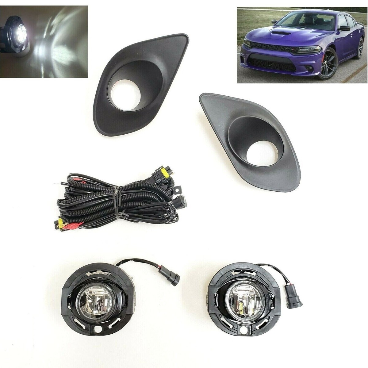 适用于道奇Charger SRT战马2015-2019 LED雾灯白光日间行车灯套装