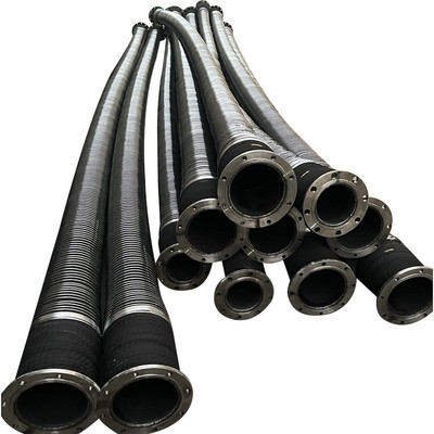 加厚橡胶水泵抽水胶管排涝法兰橡胶管12m黑色大口径排水用长管