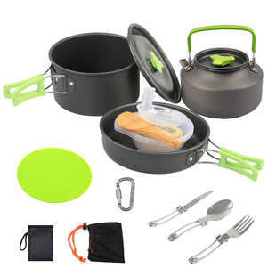 户外野营套餐茶壶组合锅具ds-310套锅餐具垫子配件登山卡扣八件套