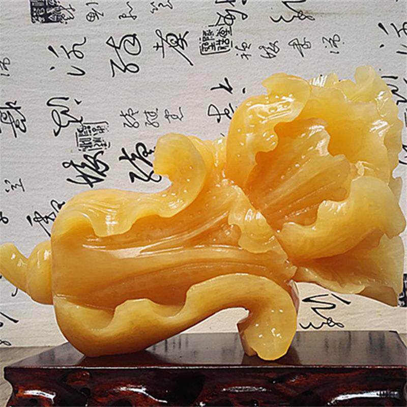 玉石雕刻阿富汗玉白菜黄龙玉白菜摆件家居客厅装饰品摆设开业礼品