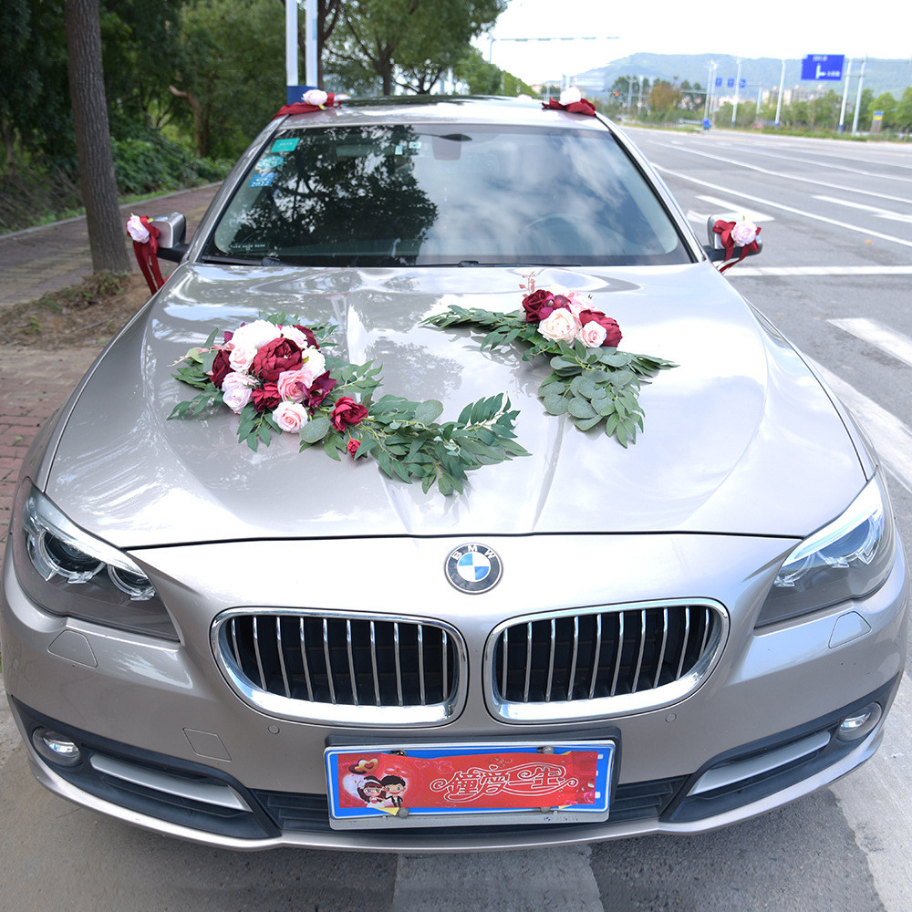 结婚婚车装饰937中式款玫瑰花仿真花婚车套装圆婚车主婚车头 实价