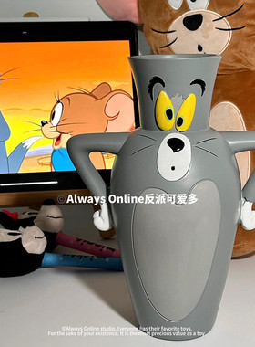 汤姆猫花瓶杰瑞鼠创意插花笔筒桌面趣味收纳架摆件猫和鼠装饰礼物