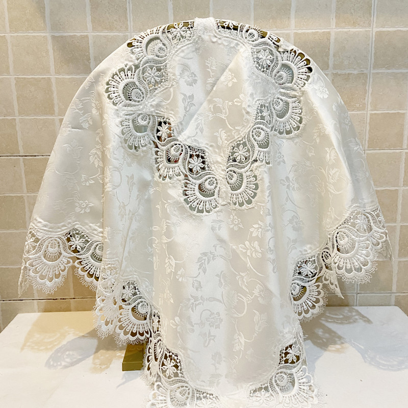 13y布艺蕾丝梳妆台镜子盖布欧式镜面遮挡布现代简约卧室防尘罩盖