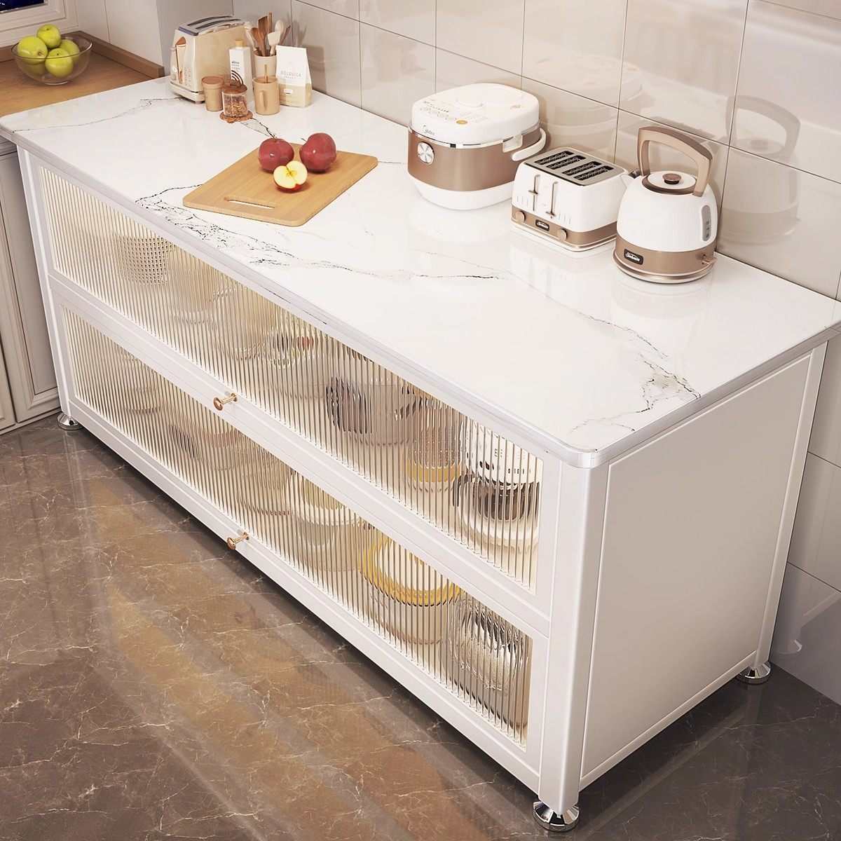 加长岩板厨房置物架多功能餐边柜收纳微波炉靠墙一体储物碗橱柜子,厨房/烹饪用具,厨房置物架/置物柜/角架,淘宝优惠券,粉丝福利购,淘宝优惠卷