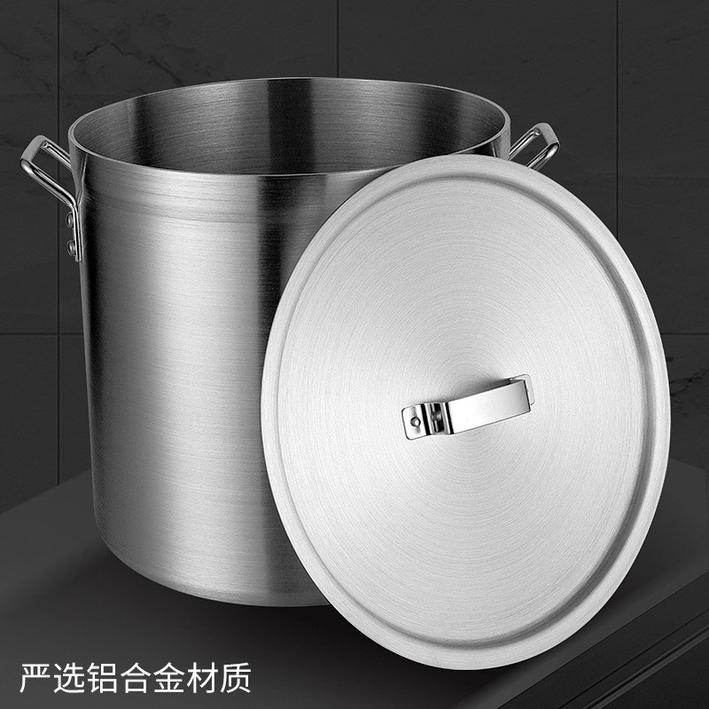 热销易厨乐双耳商用大容量超大加厚铝汤桶铝桶带盖圆桶铝锅卤水汤
