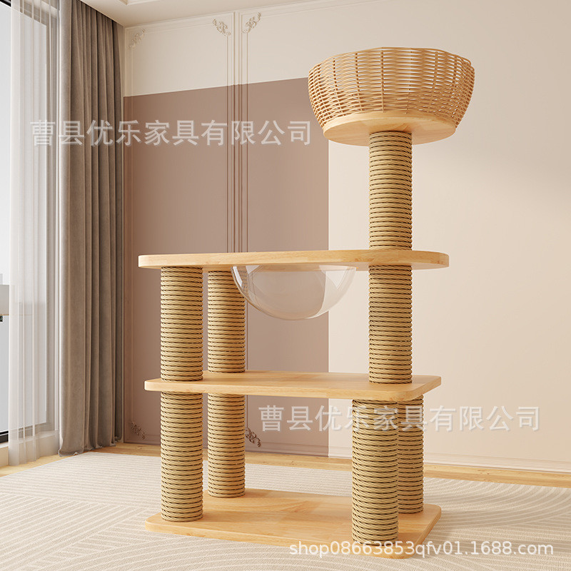猫爬架实木猫窝猫树一体不占地缅因大型布偶豪华猫爬架实木厂家