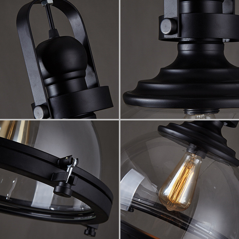 美式餐厅复古工业风吧台咖啡厅玻璃吊灯甜品店简约现代服装店灯具