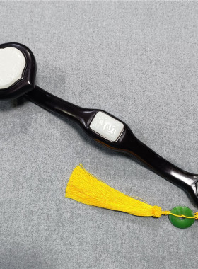 热销寺院师傅用品手持法器精品黑檀如意手工镶玉吉祥如意玉如意摆