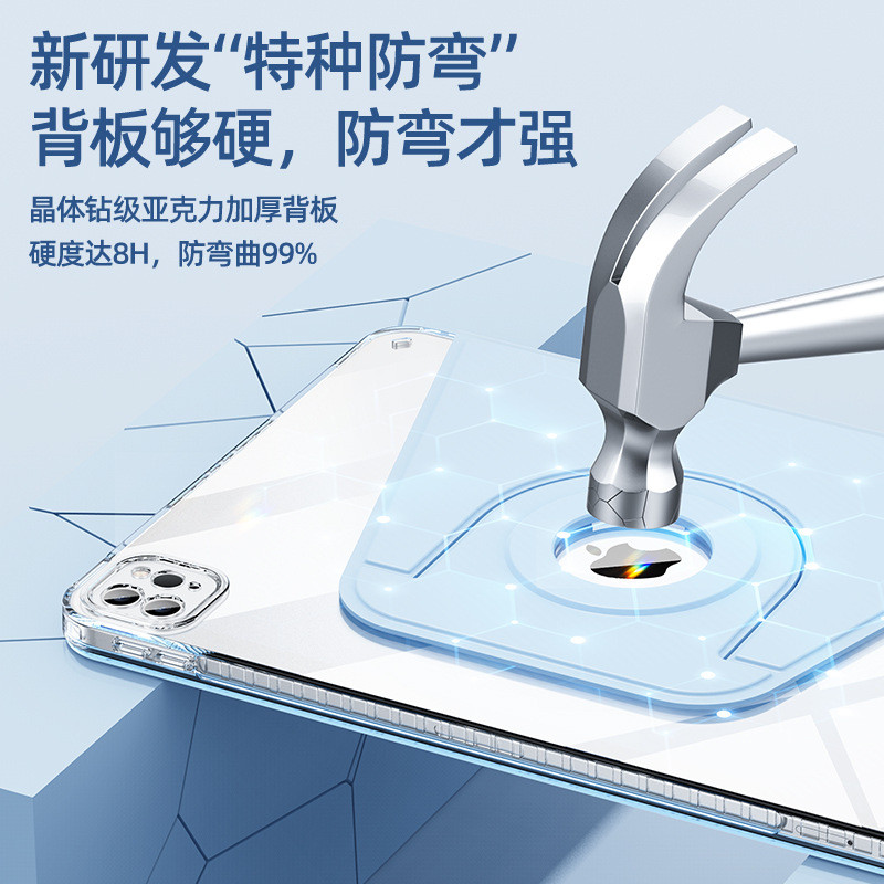 热销2024款iPadpro11寸平板支撑三折保护壳padpro13寸硅胶软壳mini7