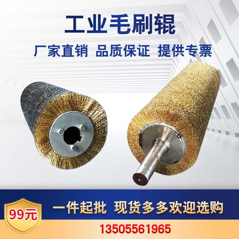 工业钢丝辊滚筒刷弹簧抛光除锈轮去毛刺缠绕软硬毛铜丝不锈钢镀铜