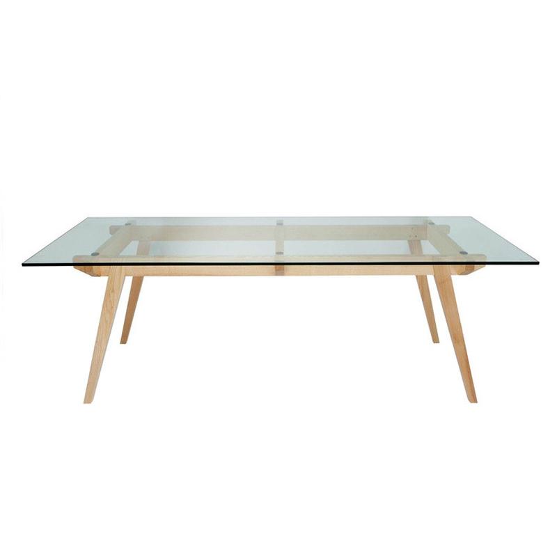 Ali scotti dining table 北欧极简白蜡木实木钢化玻璃餐桌子
