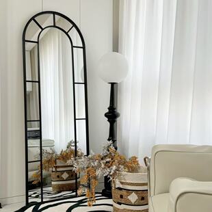 法式 饰镜玄关挂墙客餐厅镜假窗户落地全身镜穿衣镜 复古铁艺壁挂装