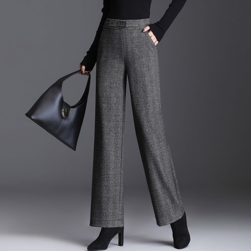 加厚毛呢阔腿裤长裤2025秋冬新款